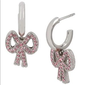 Coach Pave Bow Huggie Hoops